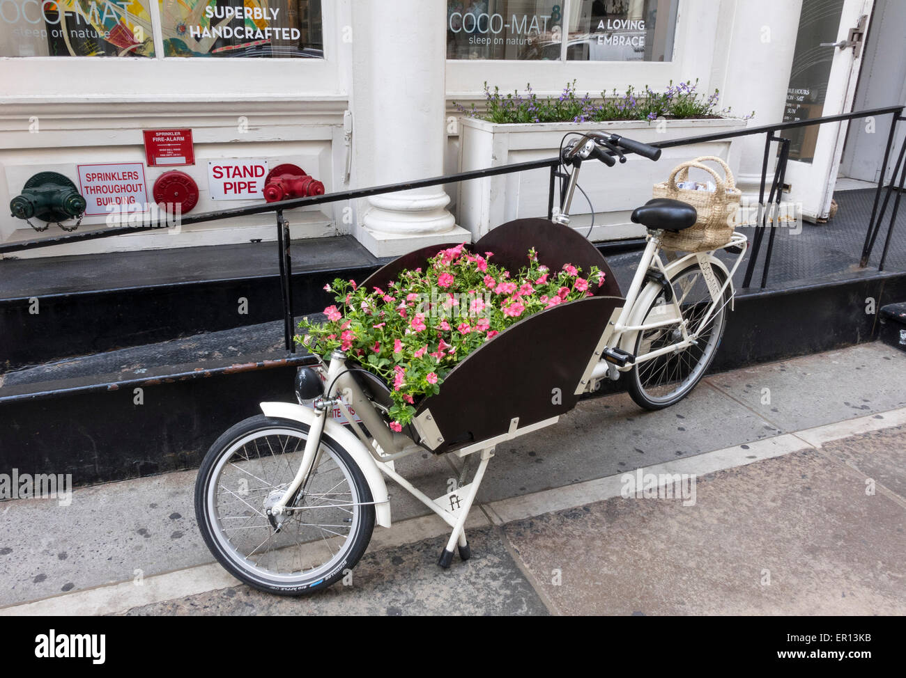 Custom made flower delivery bicycle Stock Photo