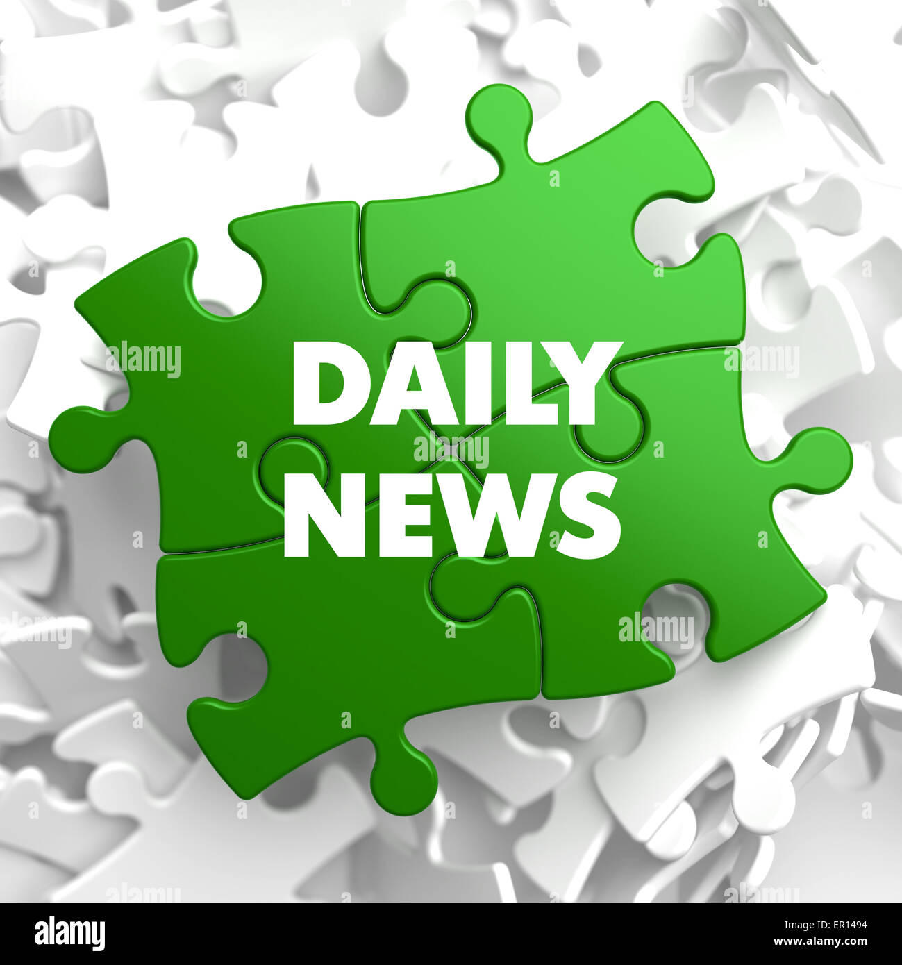Daily News on Green Puzzle. Stock Photo