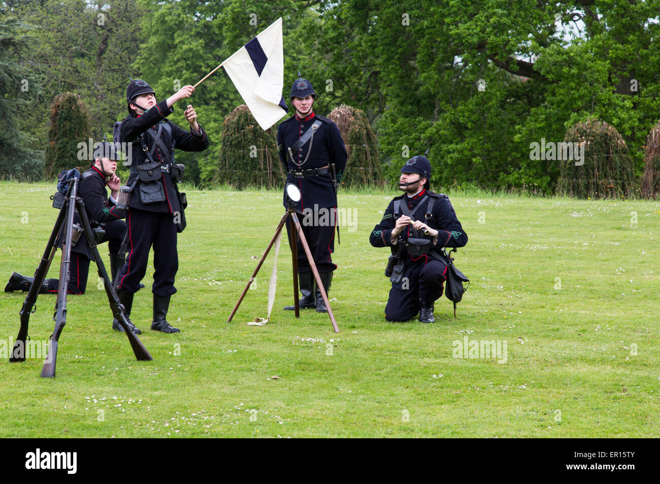 Tyntesfield, UK. 24th May 2015. A re-enactment troupe demonstrate in the Somerset countryside Credit:  Paul Smith/Alamy Live News Stock Photo