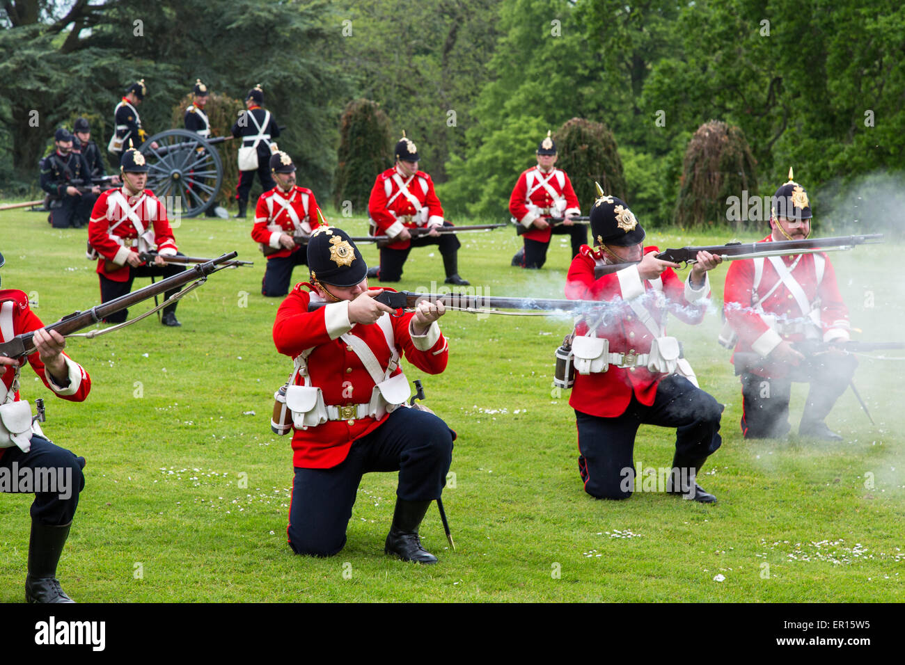 Tyntesfield, UK. 24th May 2015. A re-enactment troupe demonstrate in the Somerset countryside Credit:  Paul Smith/Alamy Live News Stock Photo