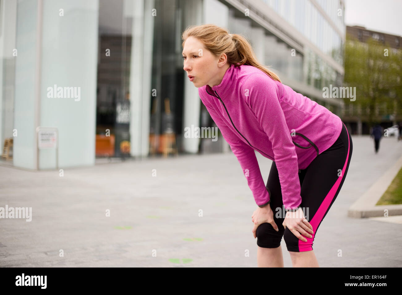 Catch her breath. Spring fitness. Catch her breath. Catch her breath. Catch her breath.
