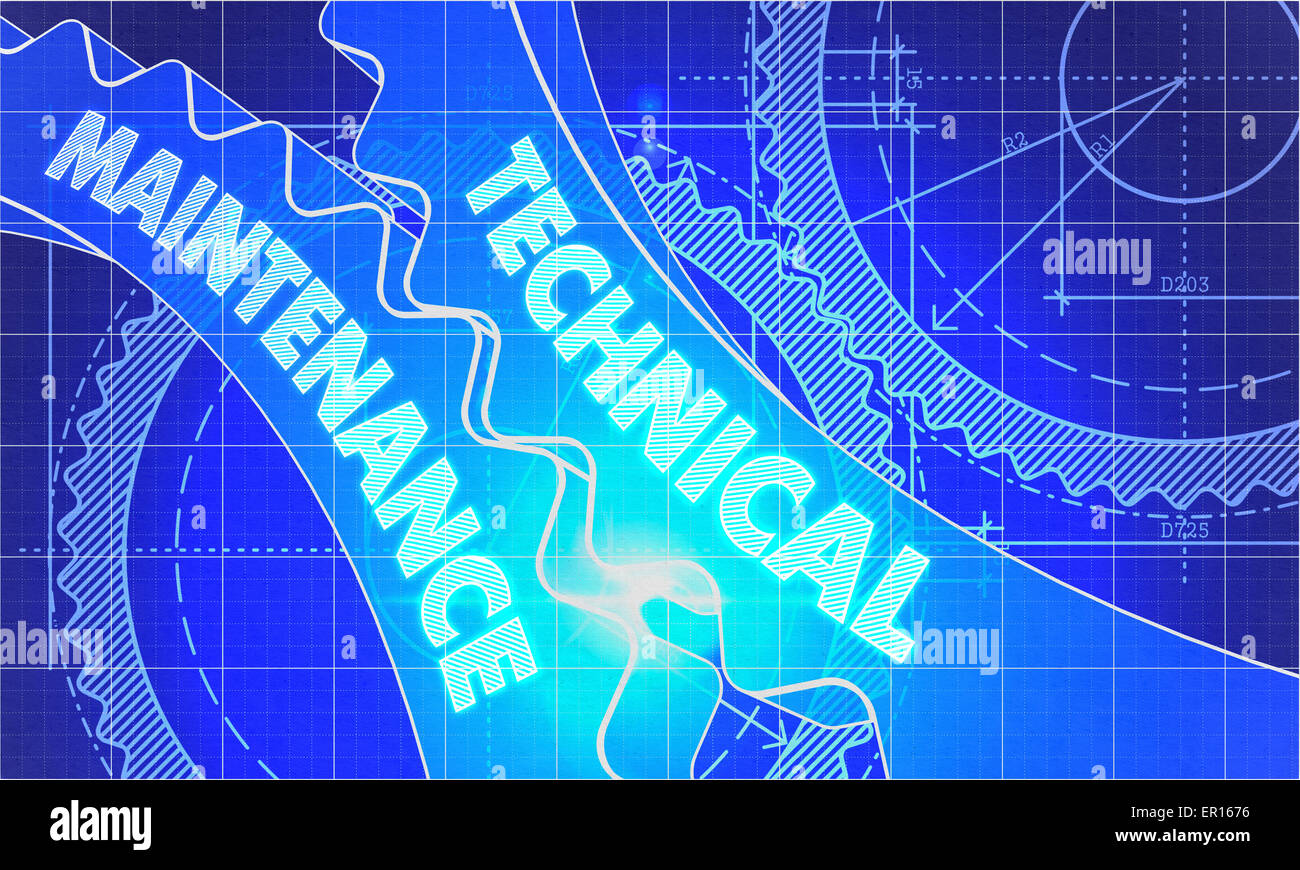 Technical Maintenance Concept. Blueprint of Gears. Stock Photo