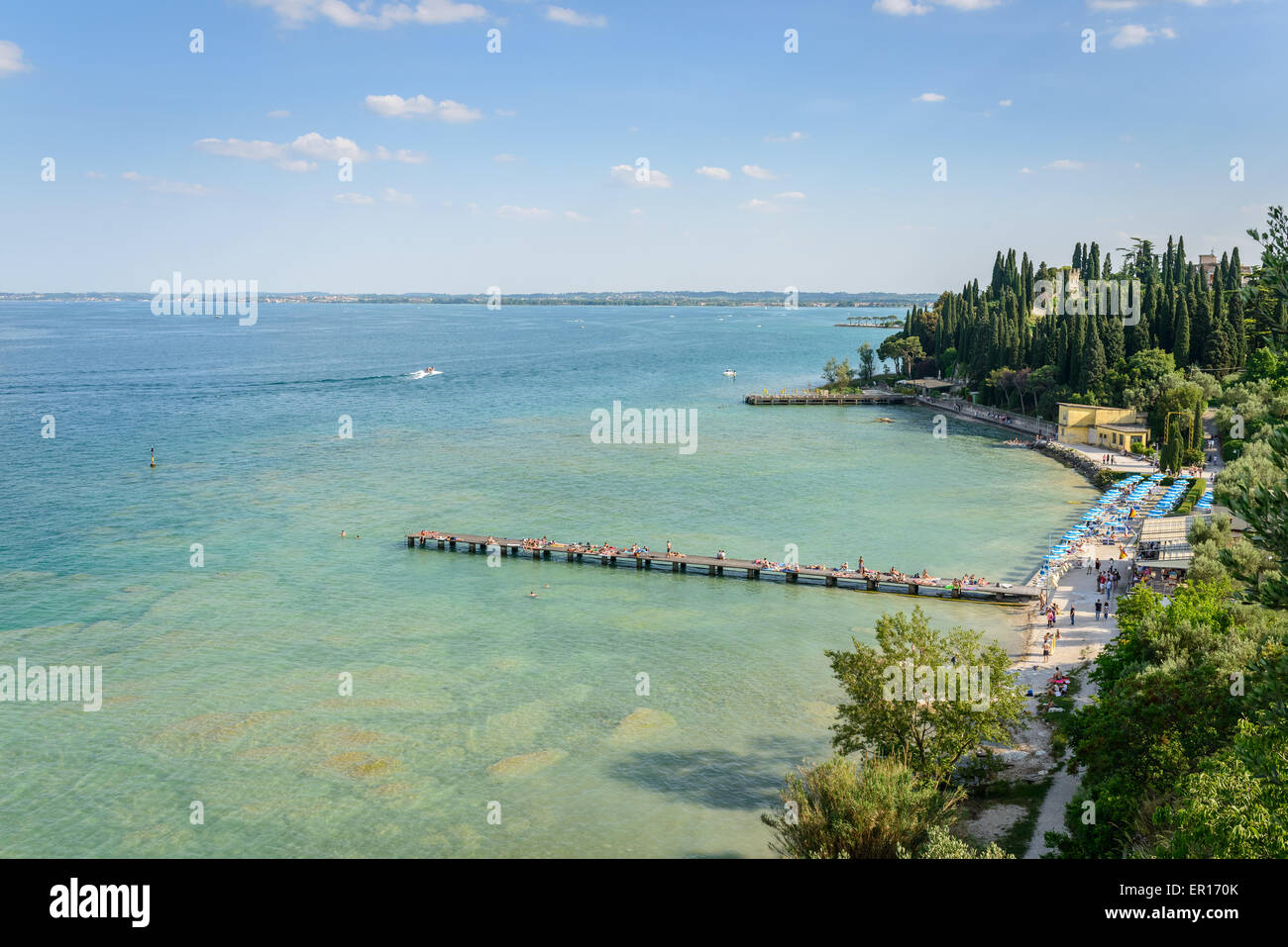 A view of Garda Lake from the caves of Catullus Stock Photo