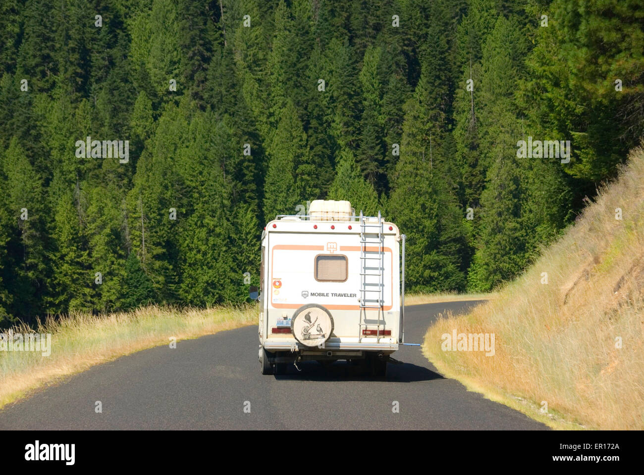 Motorhome on Selway River Road, Selway Wild and Scenic River, Nez Perce National Forest, Idaho