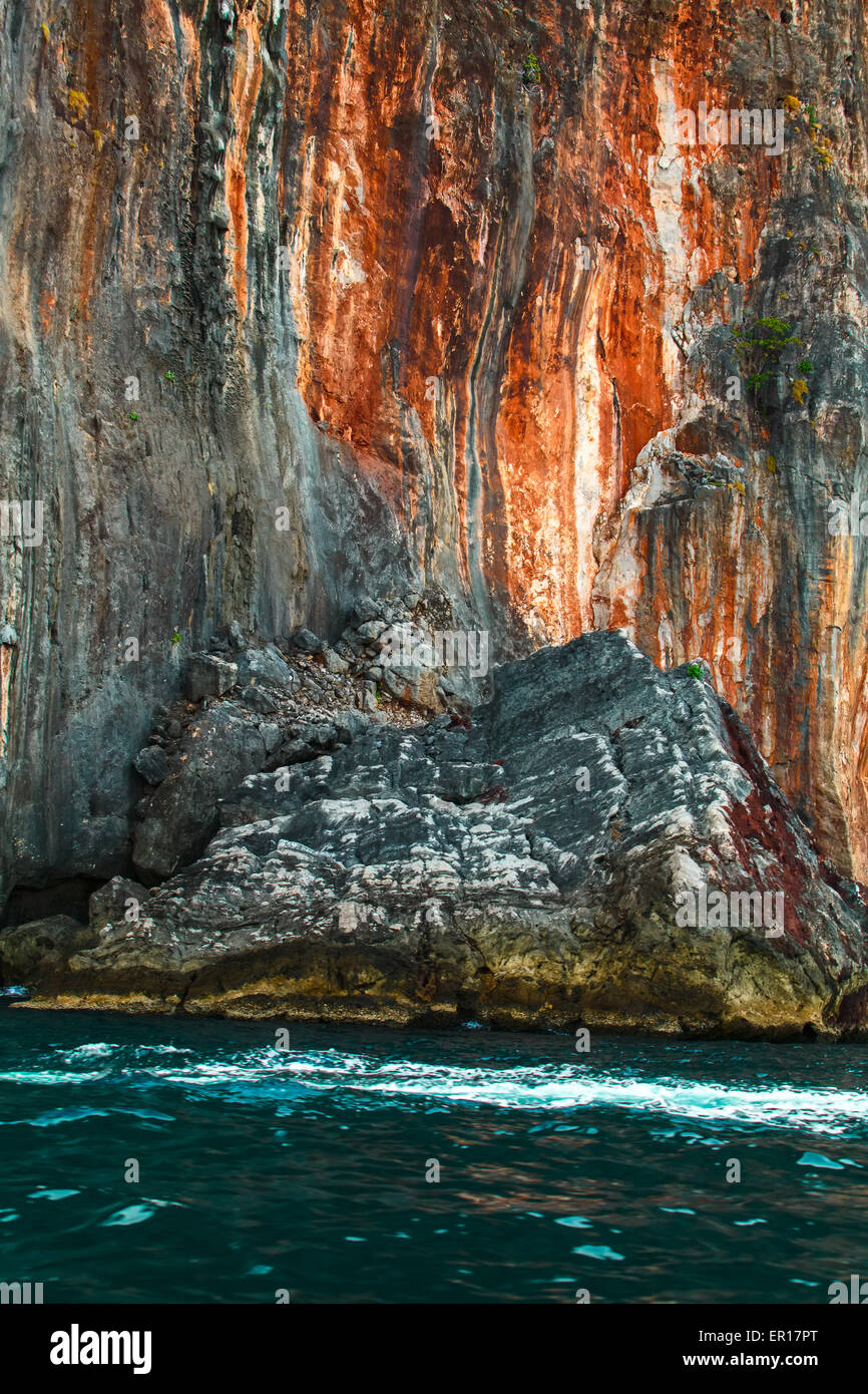 Rocks texture, rock island on tropical sea Stock Photo