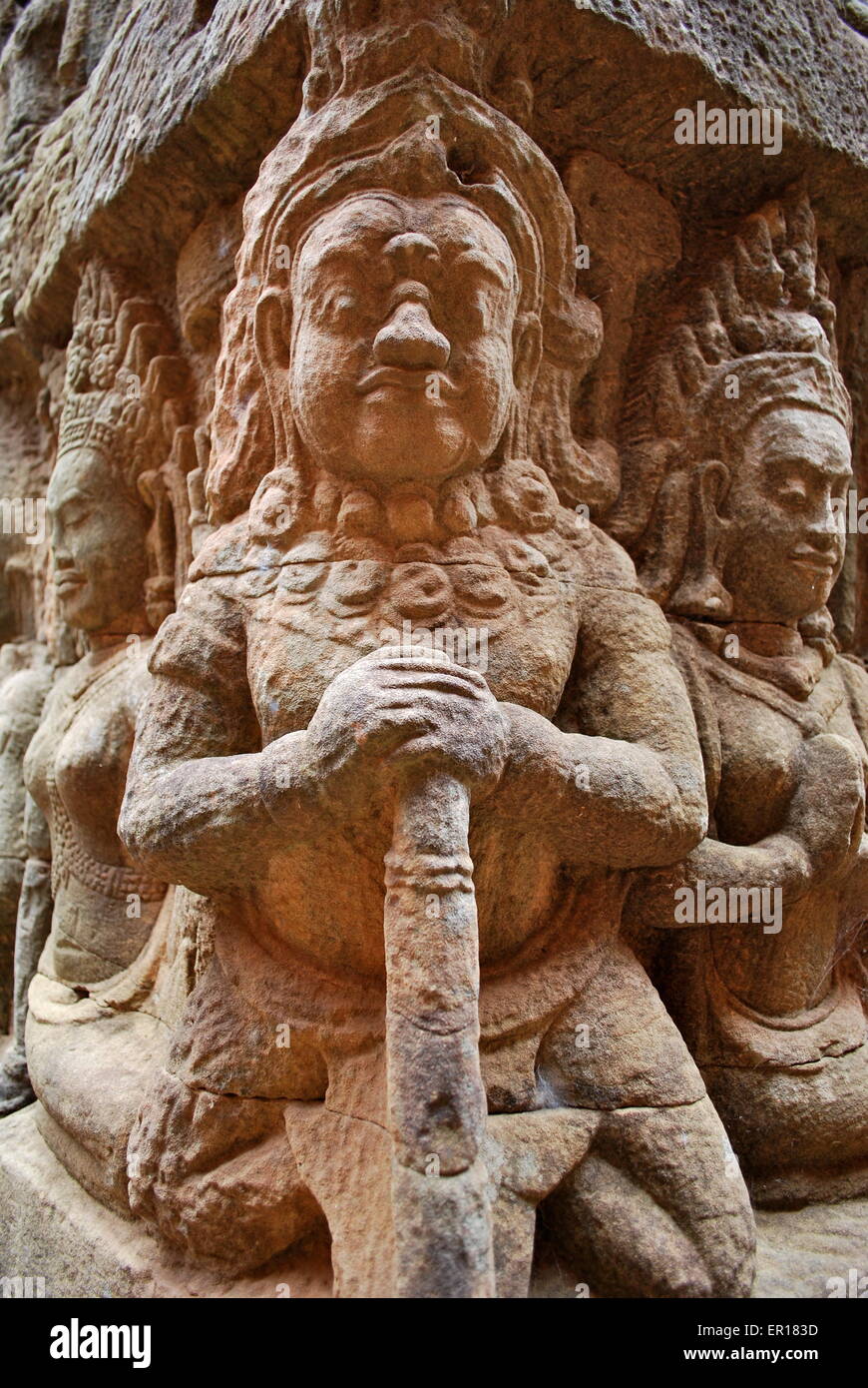 Terrace of the Leper King, Angkor Archaeological Park, Angkor Thom Stock Photo