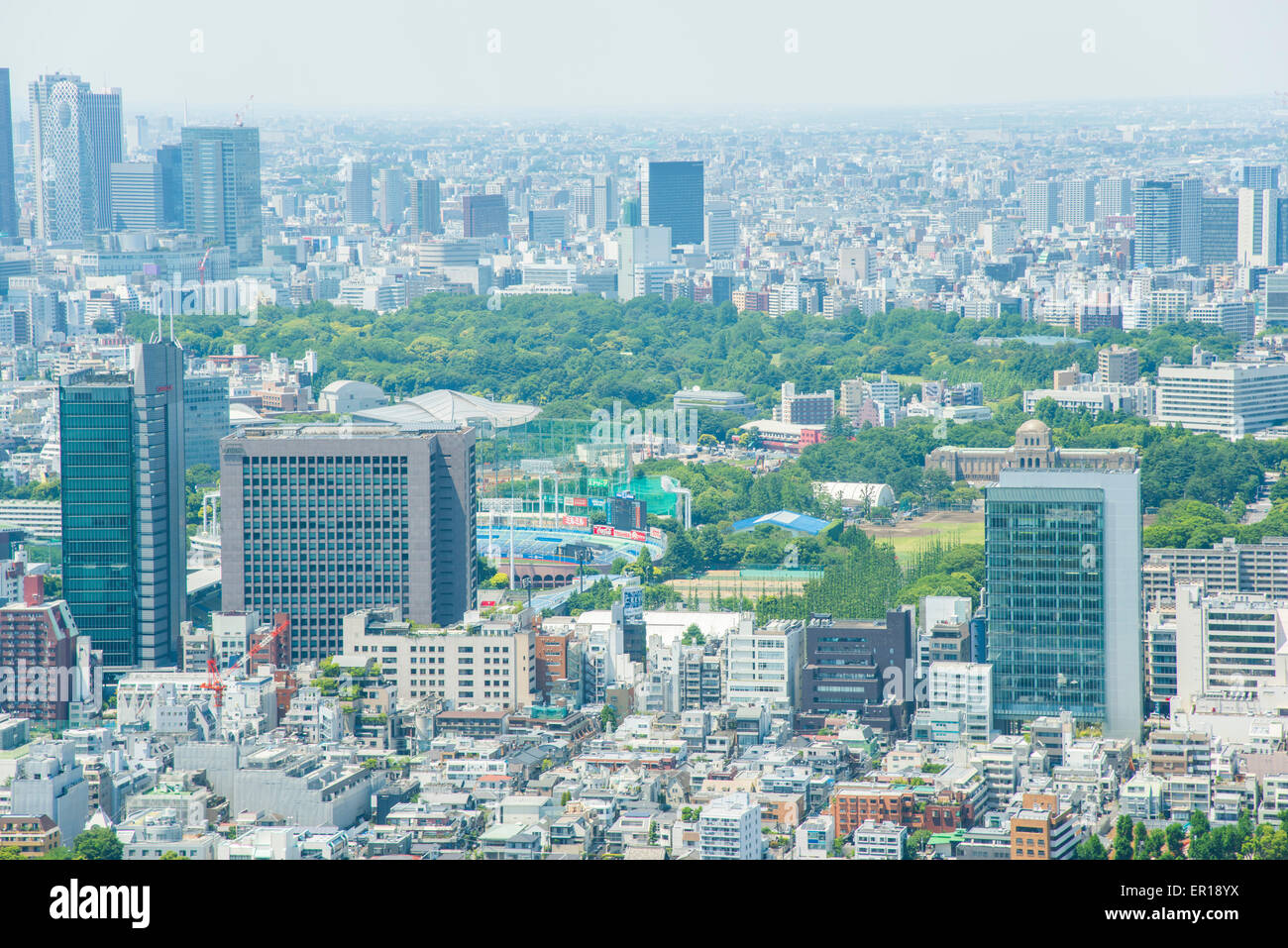 Shinjuku Gyoen,view from Roppongi Hills observatory,Minato-Ku,Tokyo,Japan Stock Photo