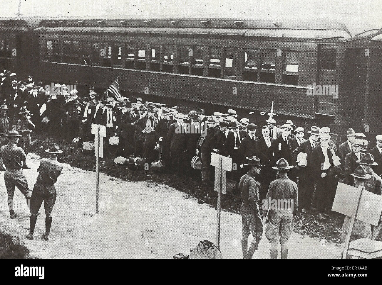 Philadelphia 'Draftees' arriving at Camp Meade - USA World War I Stock Photo