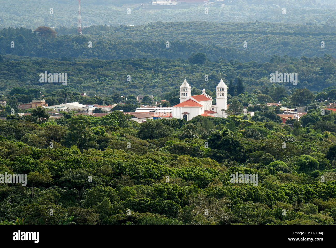 Spanish colonial town of Juayua and coffee plantations in western El Salvador, Central America Stock Photo