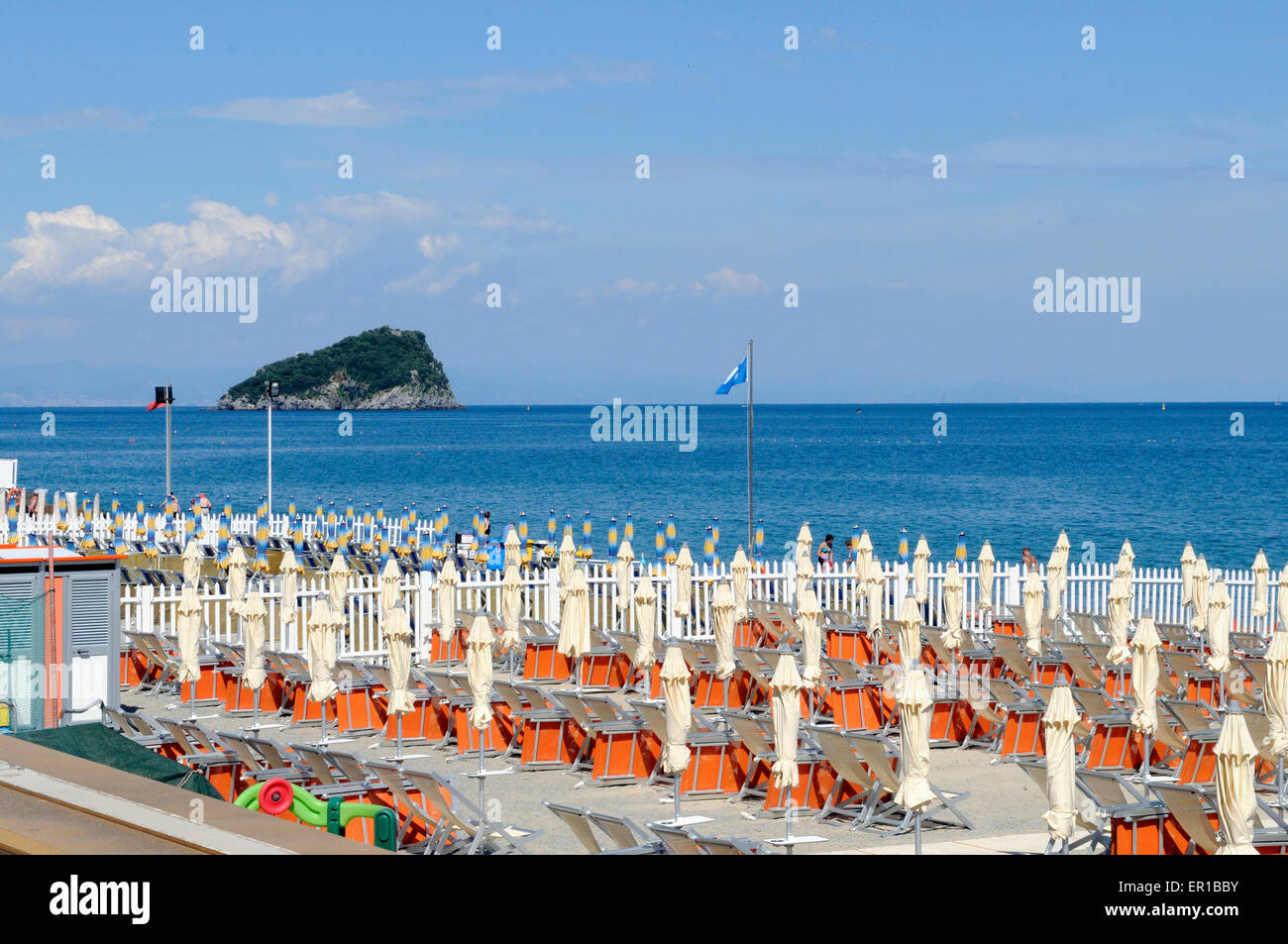the beach of Spotorno, Ligury Stock Photo