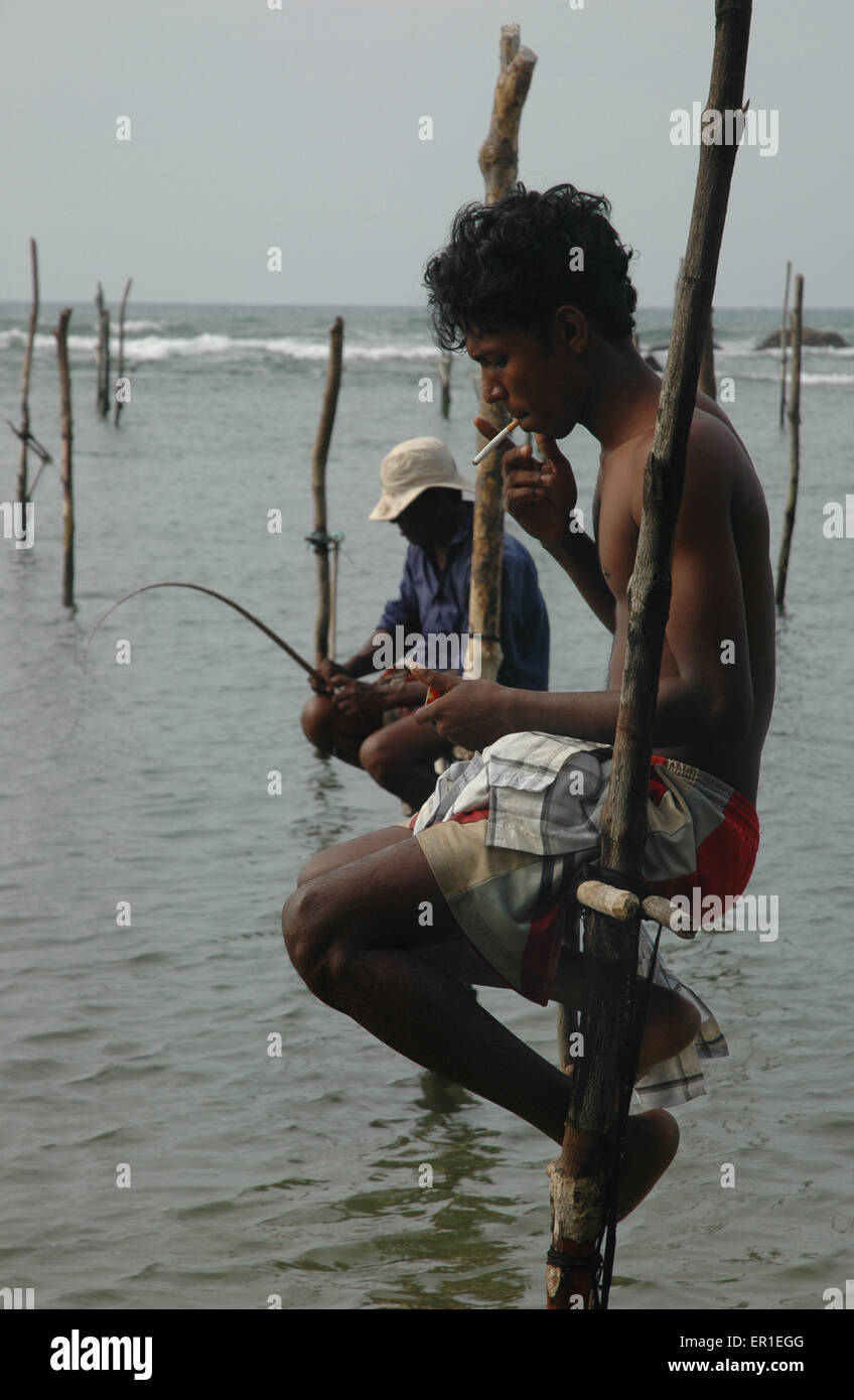 Ahangama, Sri Lanka stilt fisherman Stock Photo Alamy