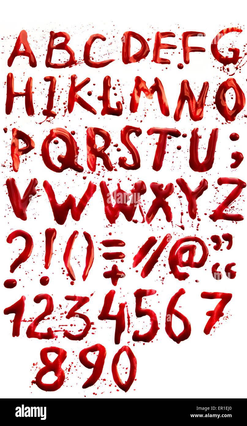 Bloody alphabet (font) full set isolated on white background Stock Photo