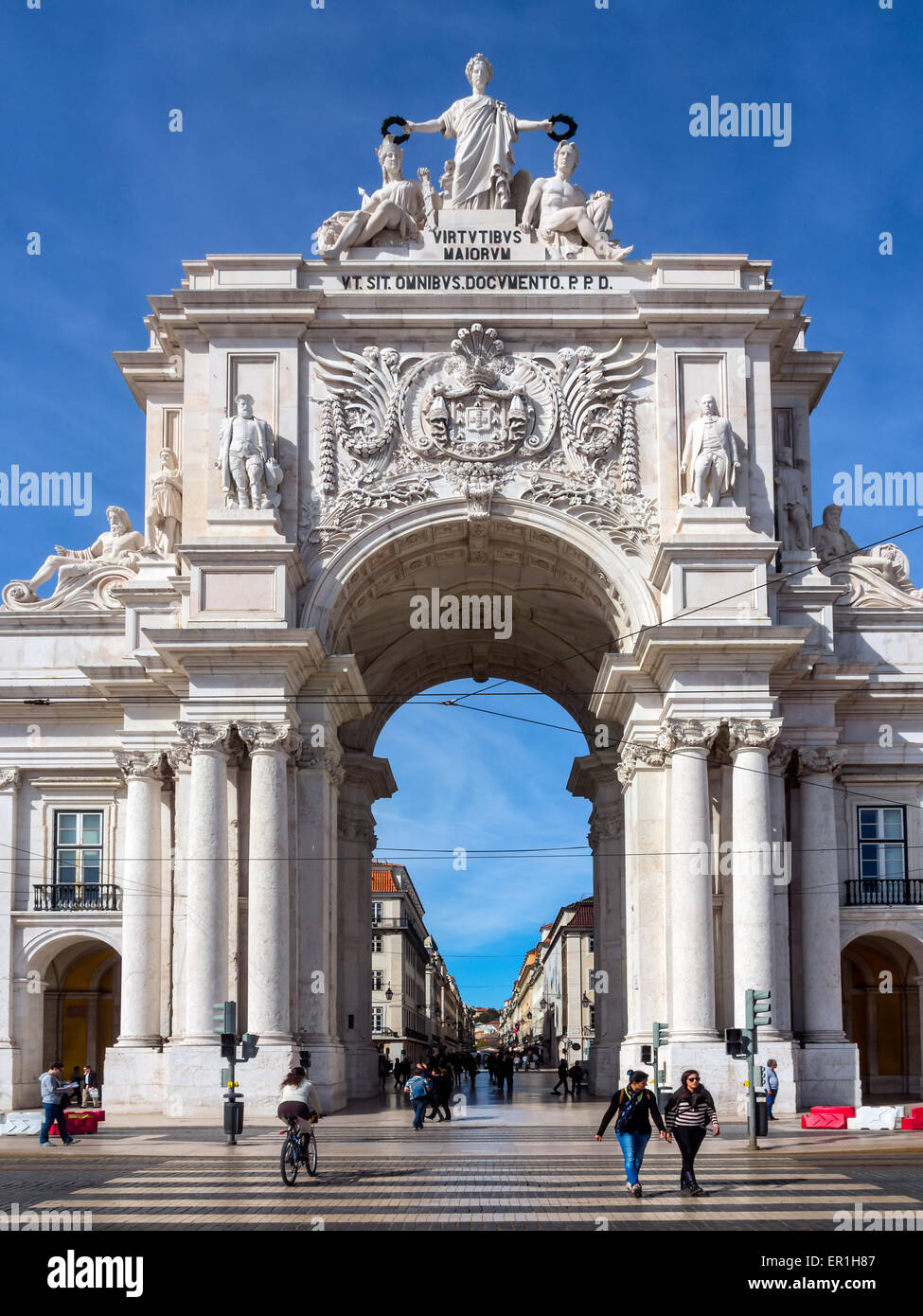 Triumphal Arch in Praca Do Comercio, Lisbon (Lisboa) Stock Photo