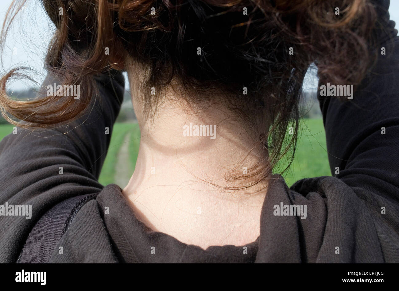 rear view of a woman's neck Stock Photo