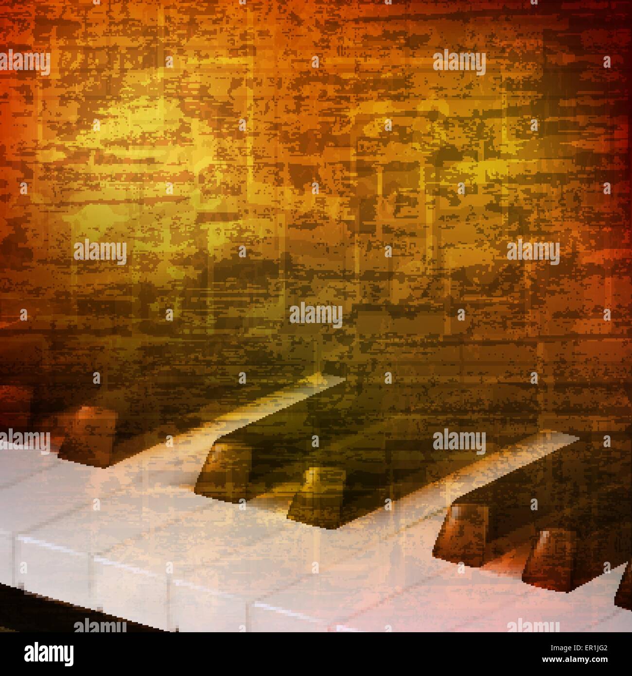 abstract brown grunge vintage sound background with piano keys Stock