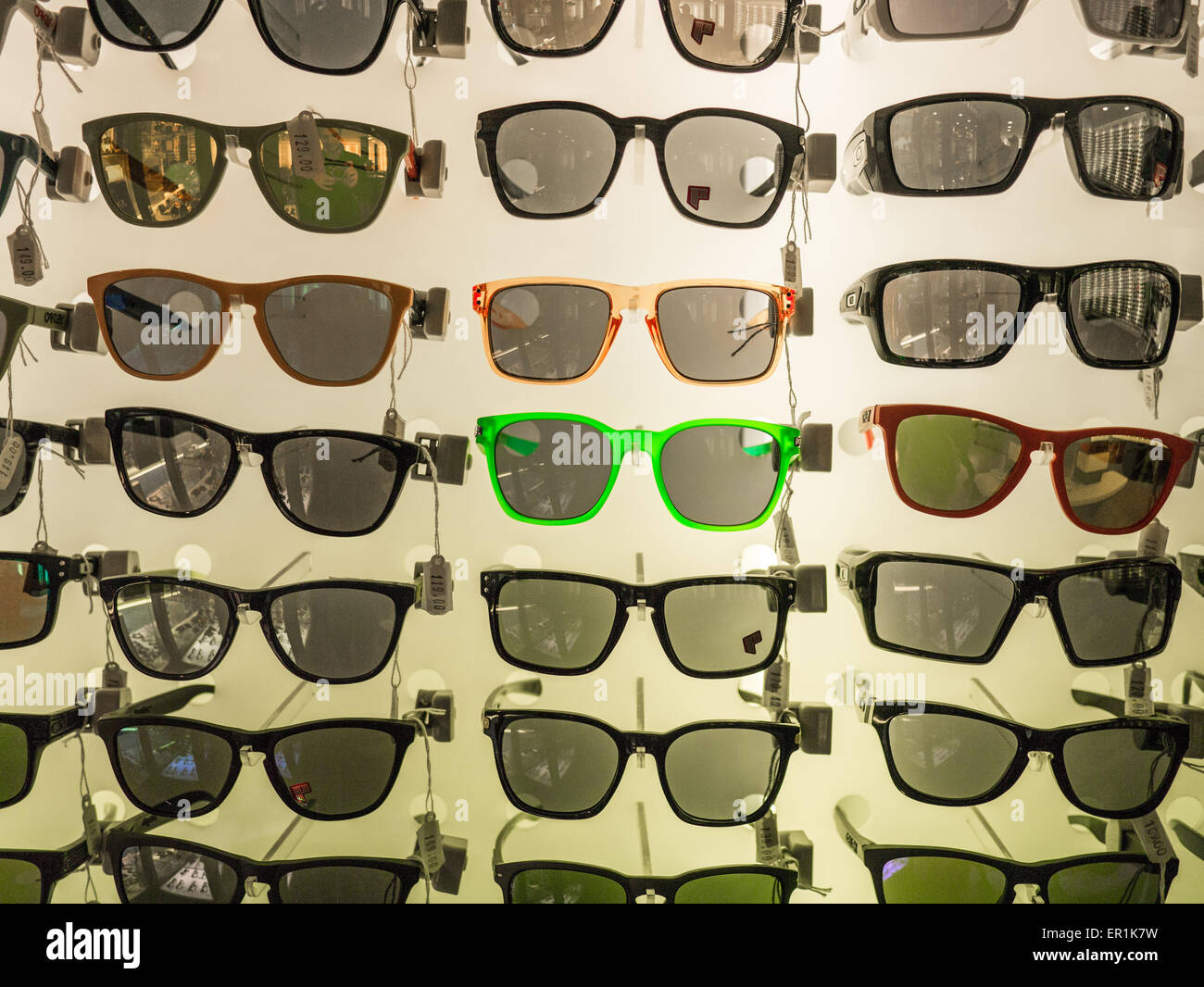 Sunglasses on display in a shop Stock Photo Alamy