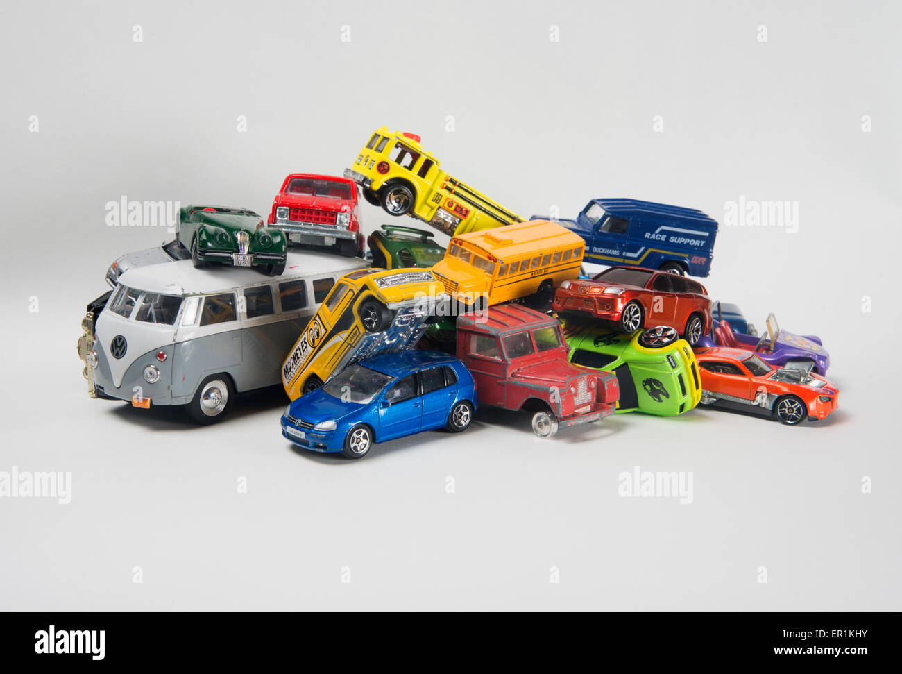 Pile of toy cars Stock Photo