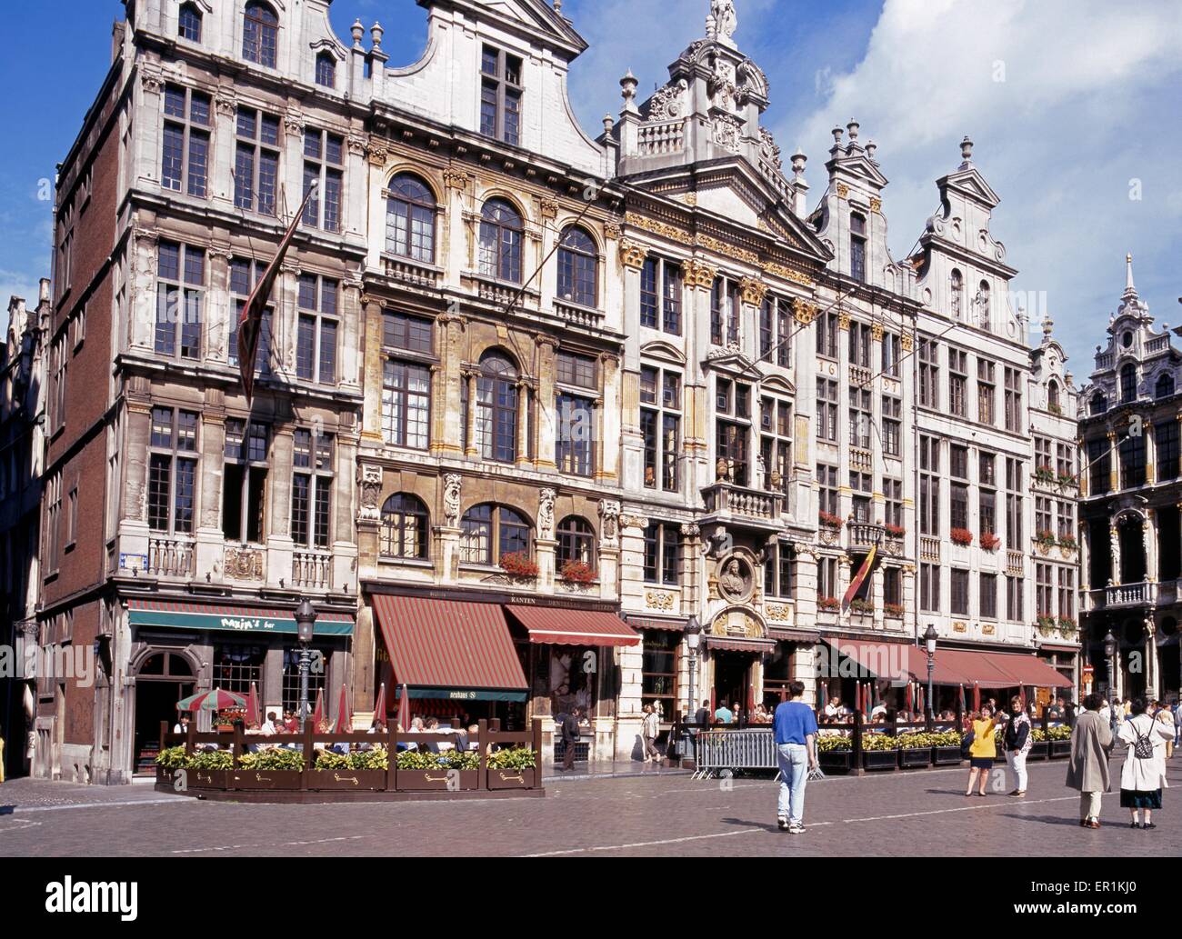 Pavement cafes in the Grand Place, Brussels, Belgium, Europe Stock Photo