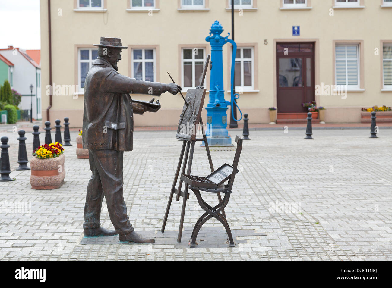 statue of the artist Hans Hartig, Nowe Warpno, Stettin Bay, Poland Stock Photo