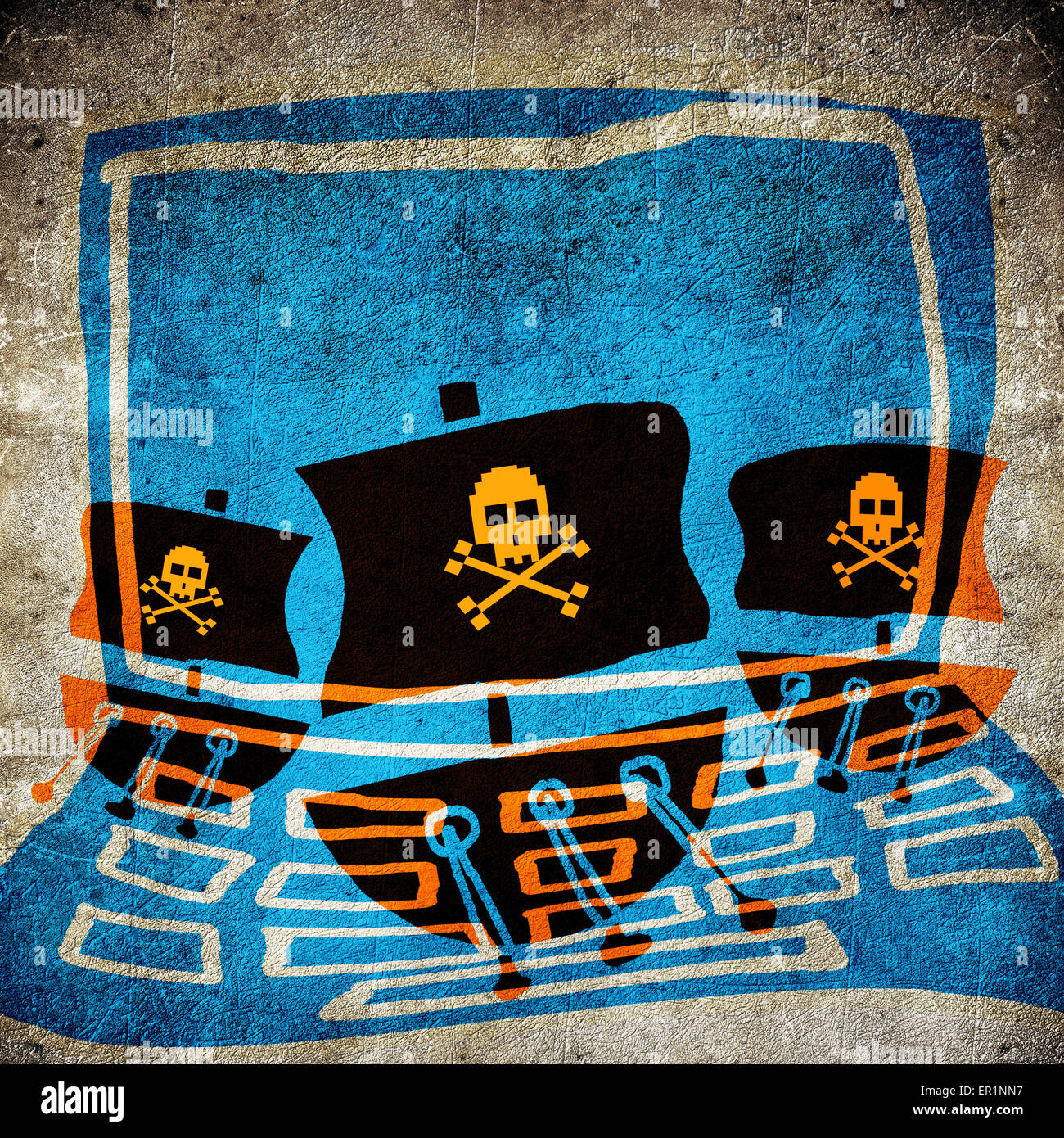 computer pirate concept digital illustration Stock Photo