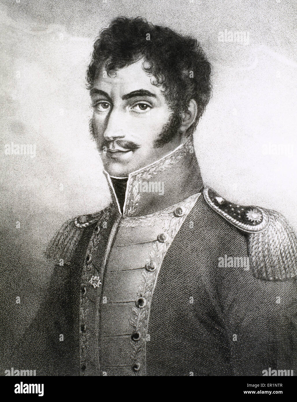 Simon Bolivar (1793-1830). Venezuelan military and statesman called The Liberator. Engraving of the time. Stock Photo