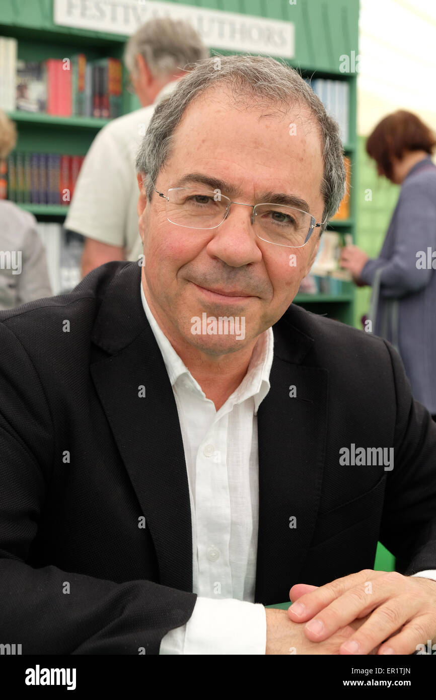 Hay Festival, Powys, Wales - 25th May 2015  - Author Goran Rosenberg signs copies of his new book A Brief Stop on the Road from Auschwitz  for readers and fans in the Festival bookshop. Stock Photo
