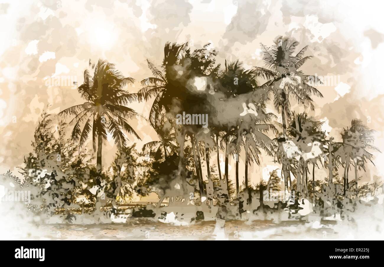palms at sunset Stock Vector Image & Art - Alamy