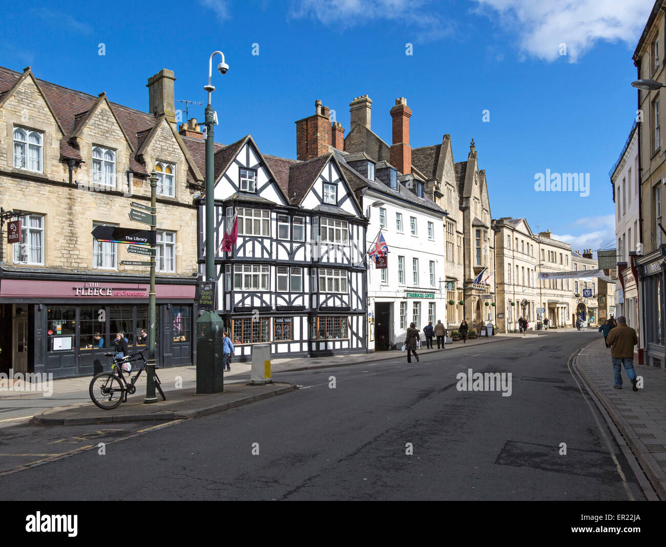 Historic buildings town centre street, Cirencester, Gloucestershire, England, UK, Stock Photo