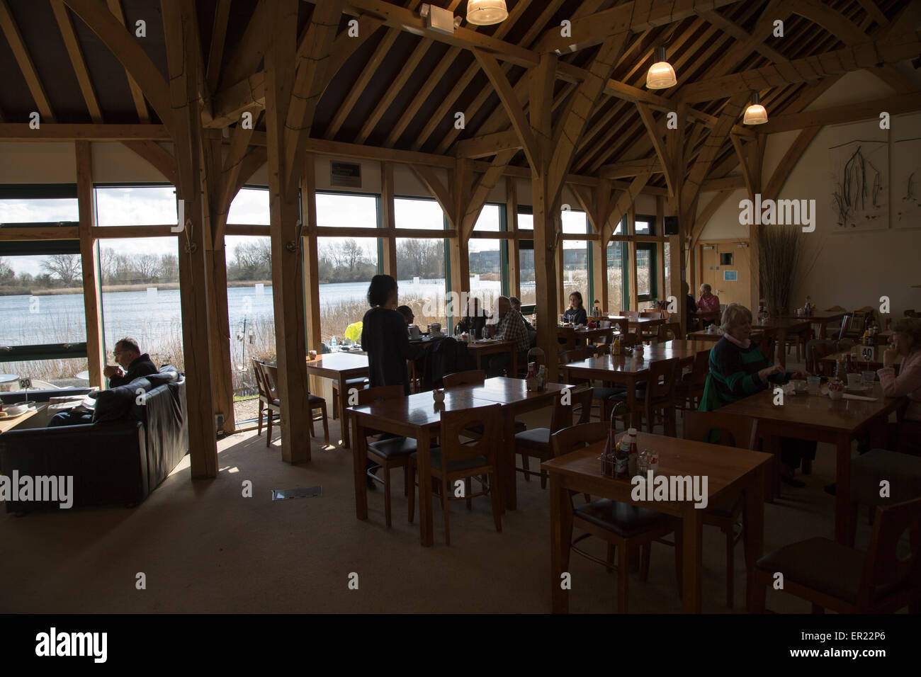 Cafe at Cotswold water park, Cerney Wick, Cirencester, Gloucestershire, England, UK Stock Photo