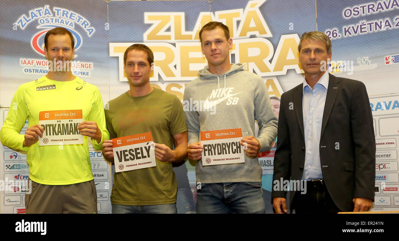 From left Finnish athlete Tero Pitkamaki, Czech Vitezslav Vesely and