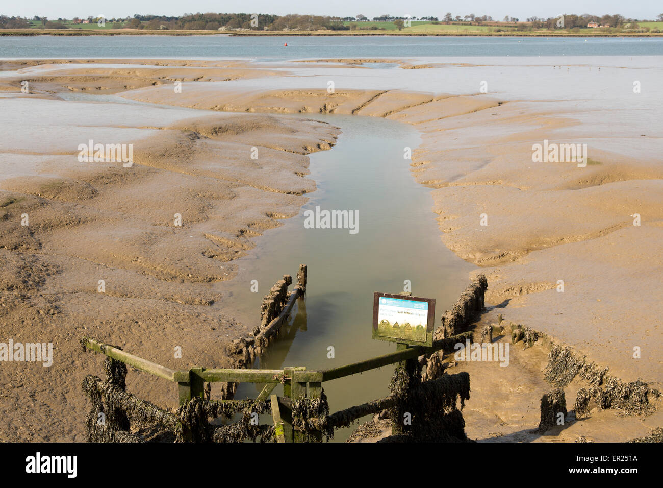 Drainage sluice into the River Deben, Sutton, Suffolk, England, UK