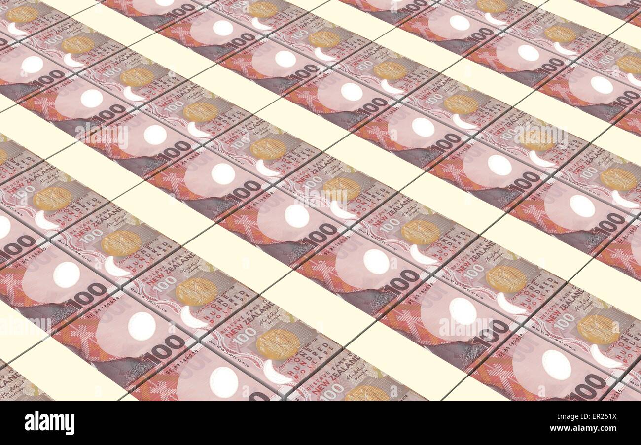 New Zealand dollar bills stacked background. Computer generated 3D ...