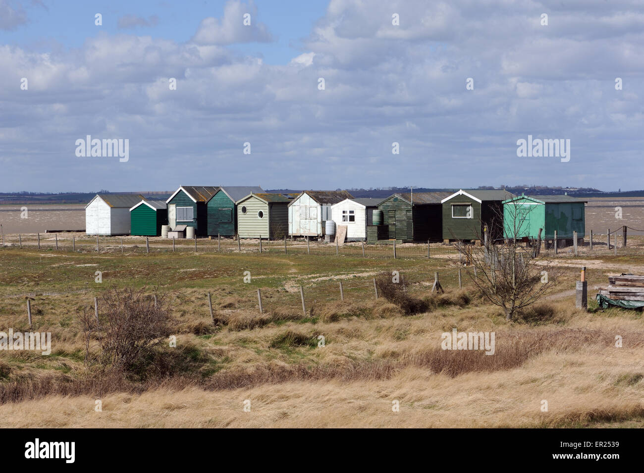 Beach huts. Seasalter, Whitstable, Kent. UK Stock Photo