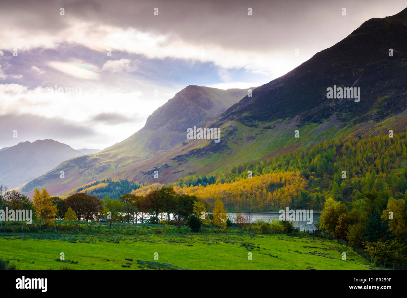 High Crag and Buttermere Fell in the Lake District, Cumbria, England. Stock Photo