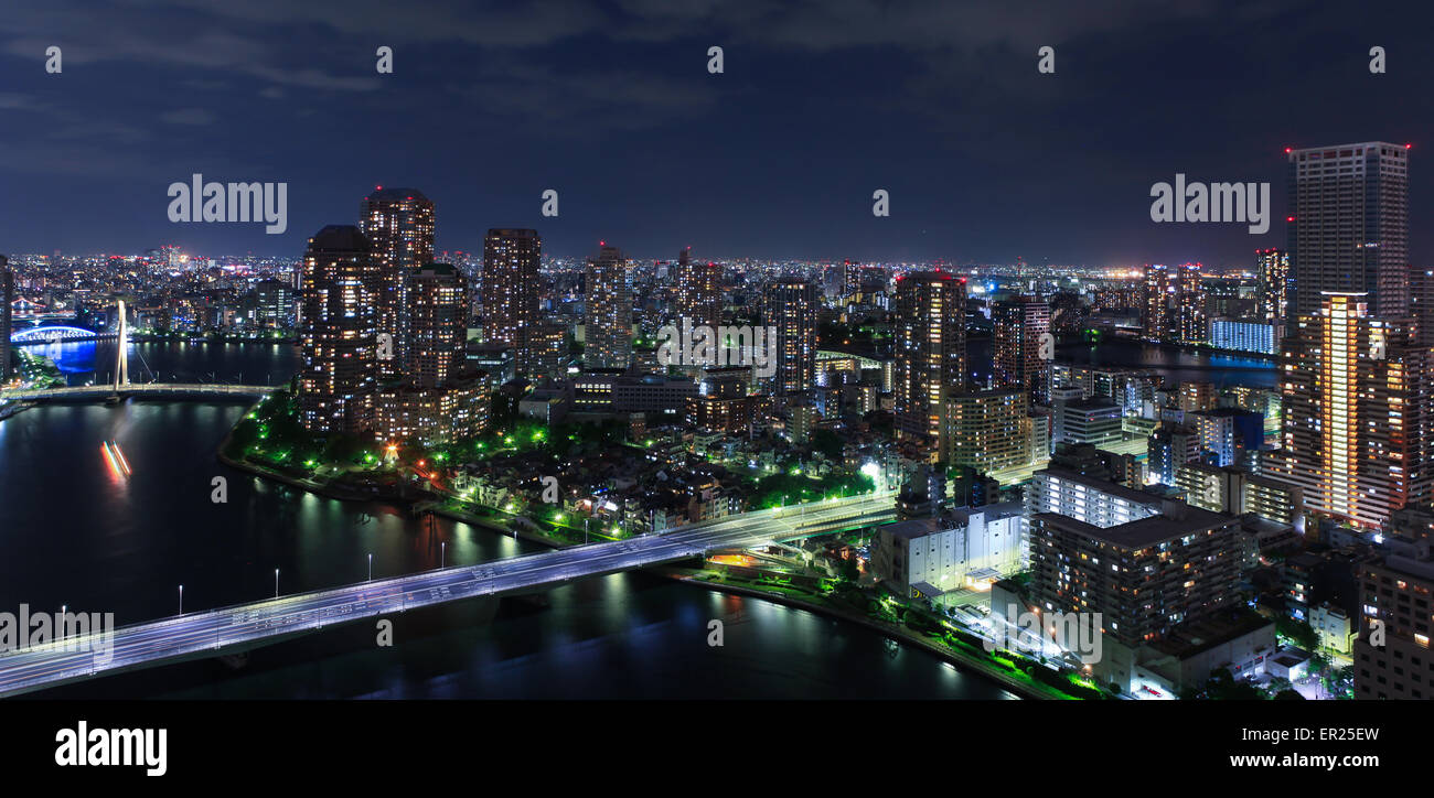 Tokyo skyline at night Stock Photo