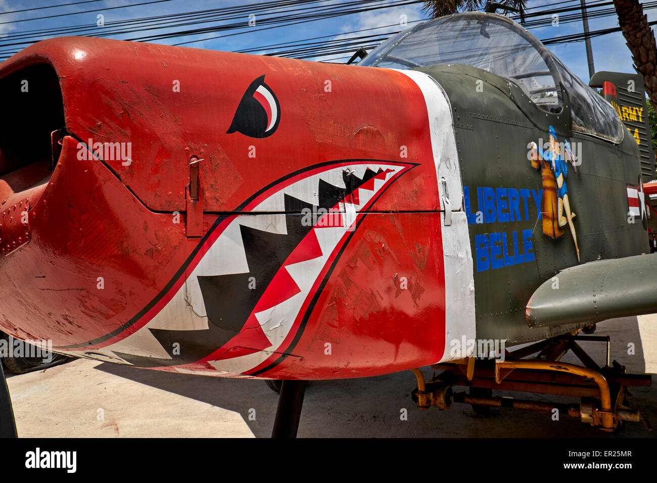 World War 2 aircraft. American military plane with iconic shark
