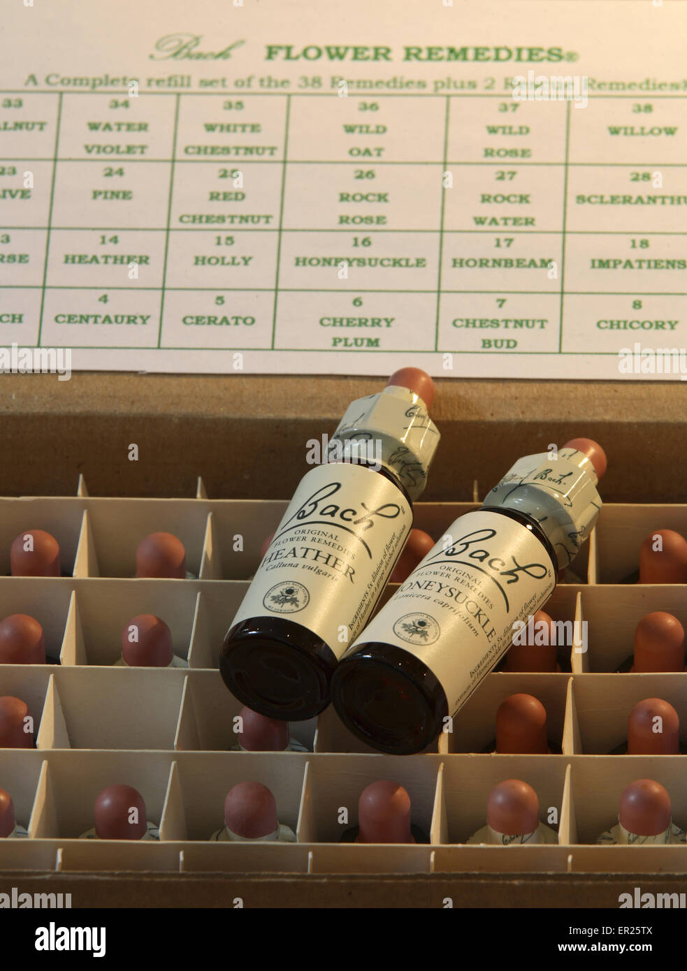 Box bottles bach flower remedies hires stock photography and images