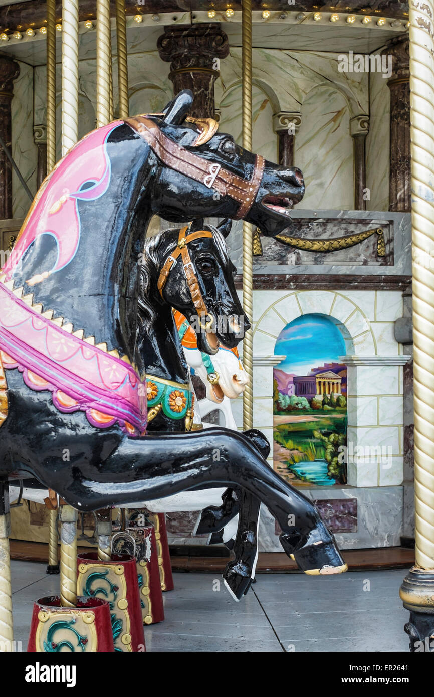 Traditional funfair ride, carousel, Jardin d'Acclimatation children's ...