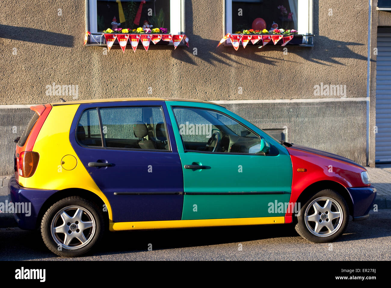 Europe, Germany, North Rhine-Westphalia, Cologne, multi-colored Volkswagen Polo.  Europa, Deutschland, Nordrhein-Westfalen, Koel Stock Photo