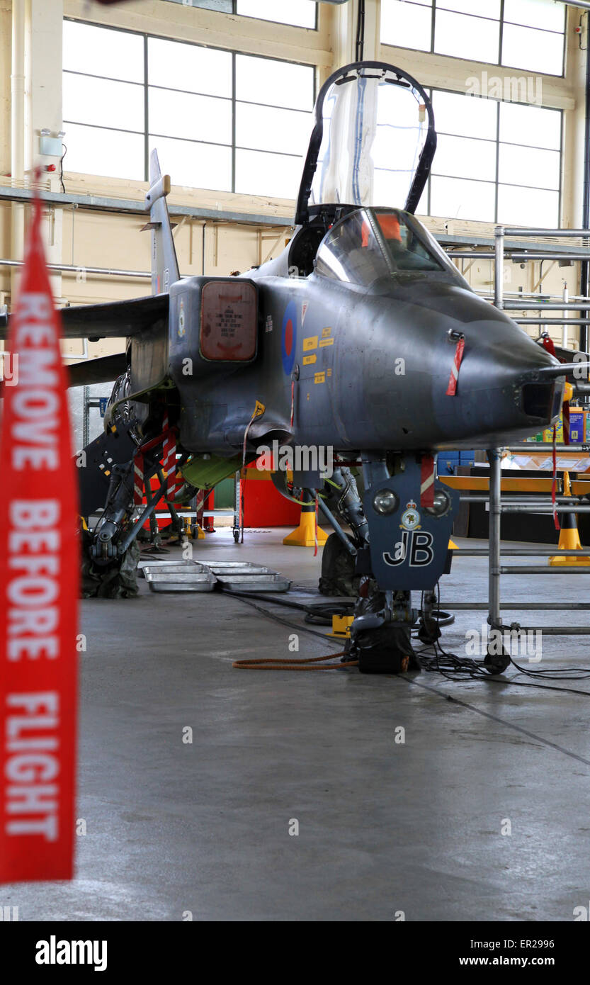 Cosford will have seen the grass covered humps of the storage hangars on the far side of the runway, Cosfords Jags. Stock Photo