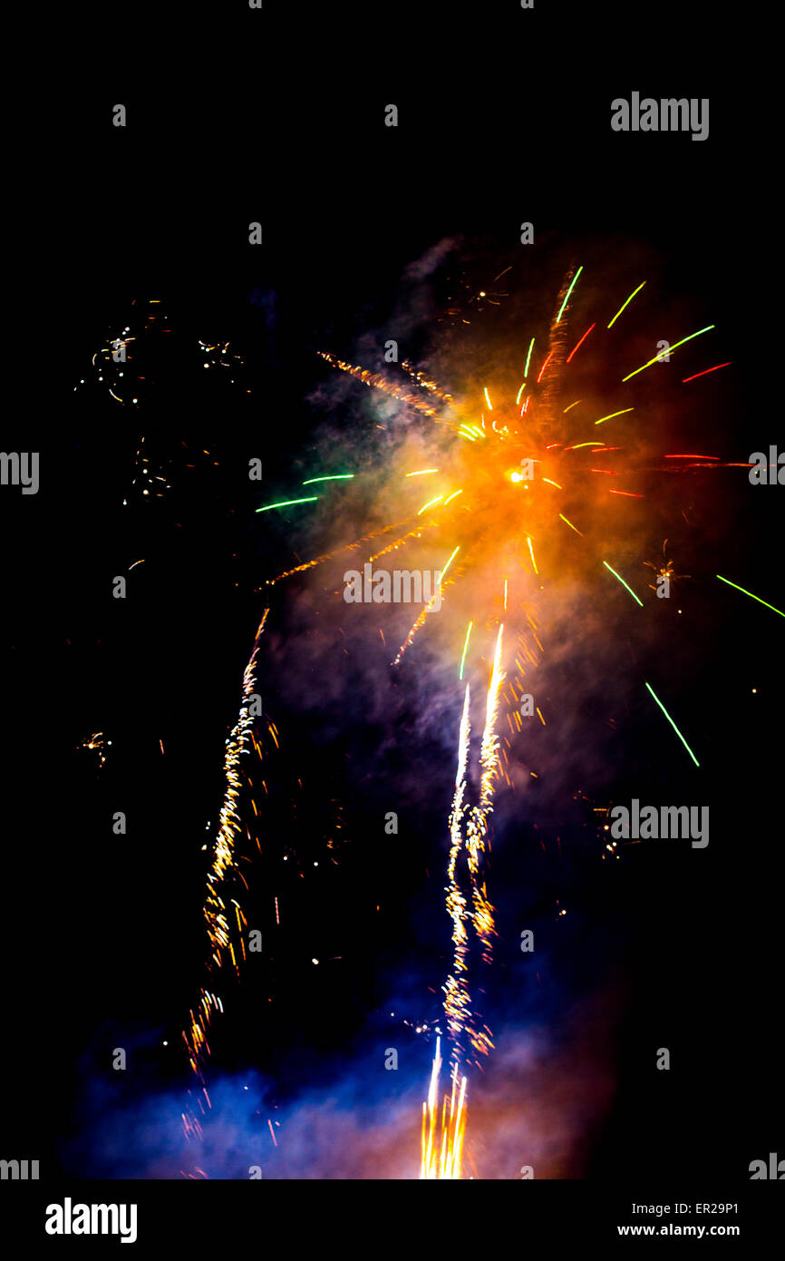 Fireworks on bonfire night at Himley Hall Park, Dudley, West Midlands