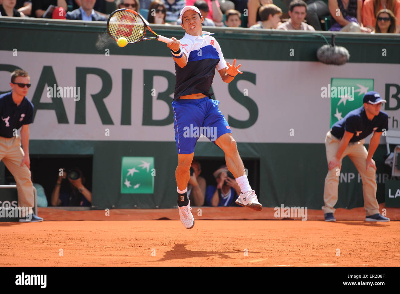 23.05.2015. Roland Garros, Paris, France. French Open tennis championships.  Kei Nishikori (Jap) Stock Photo