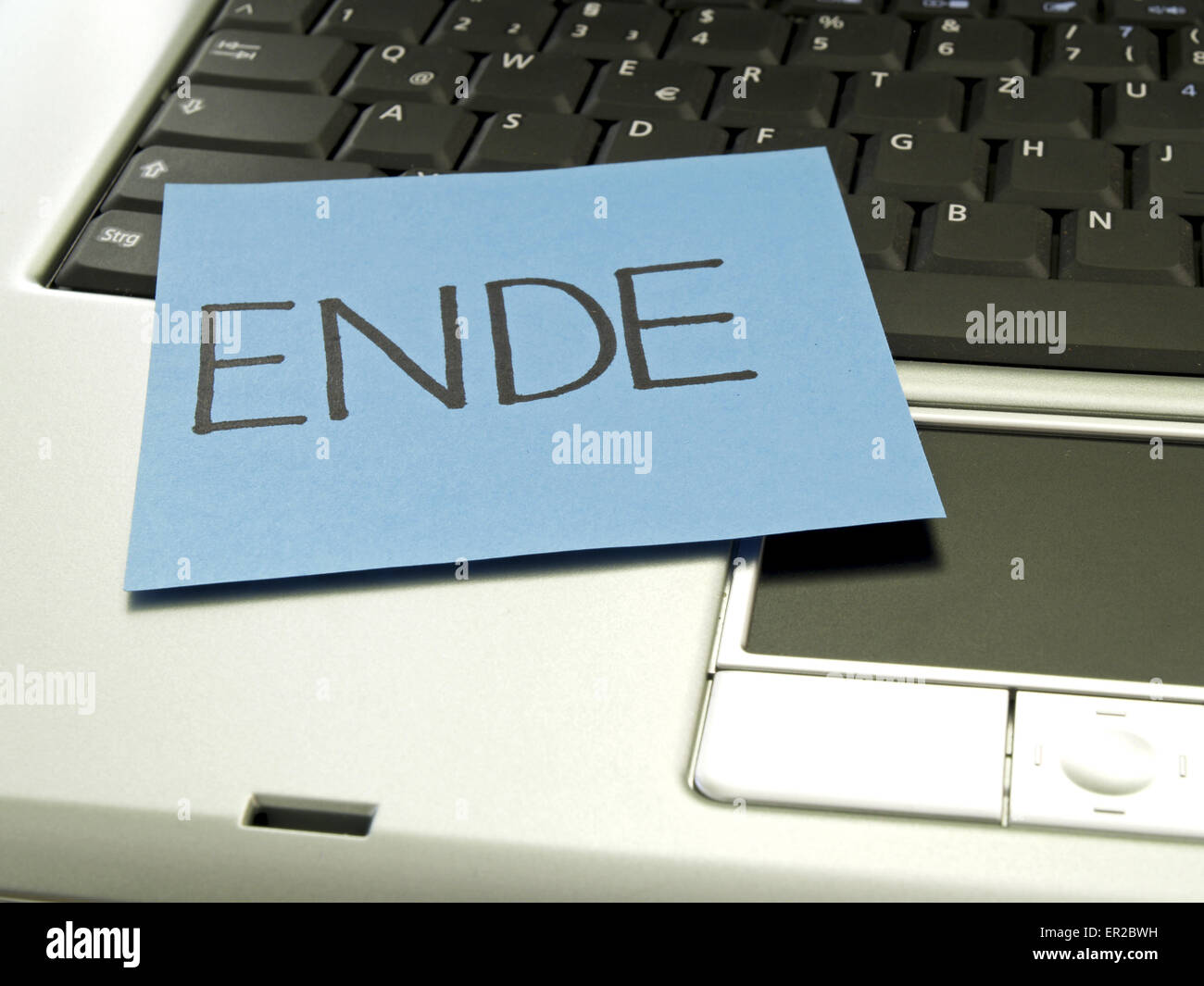 Memo note on notebook, end Stock Photo Alamy