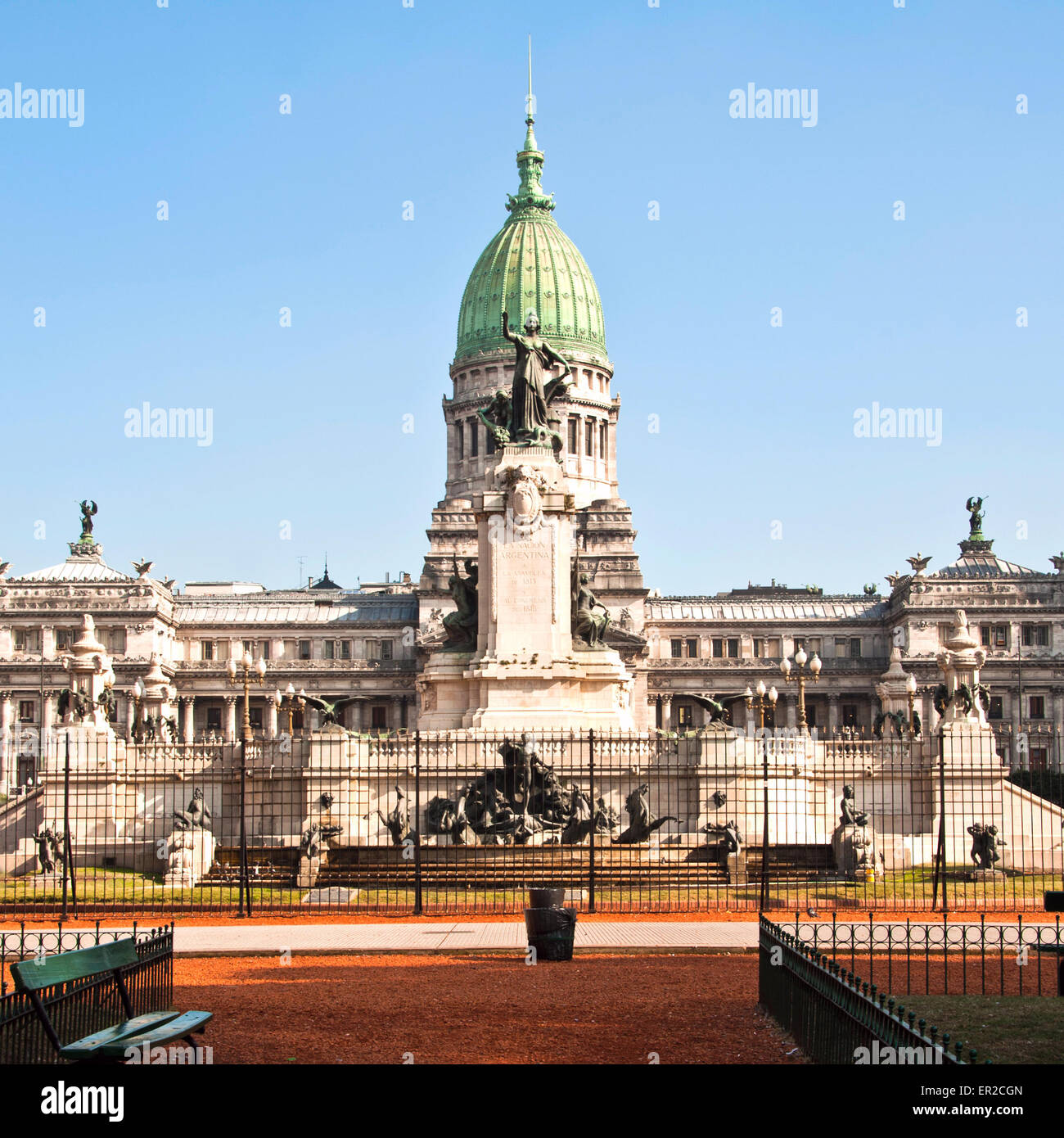 Building of Congress and the fountain in Buenos Aires, Argentina Stock Photo