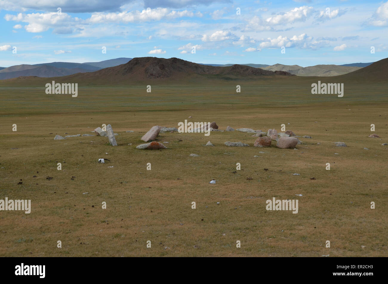 Burial mound in the Arhangay province, Mongolia. Stock Photo