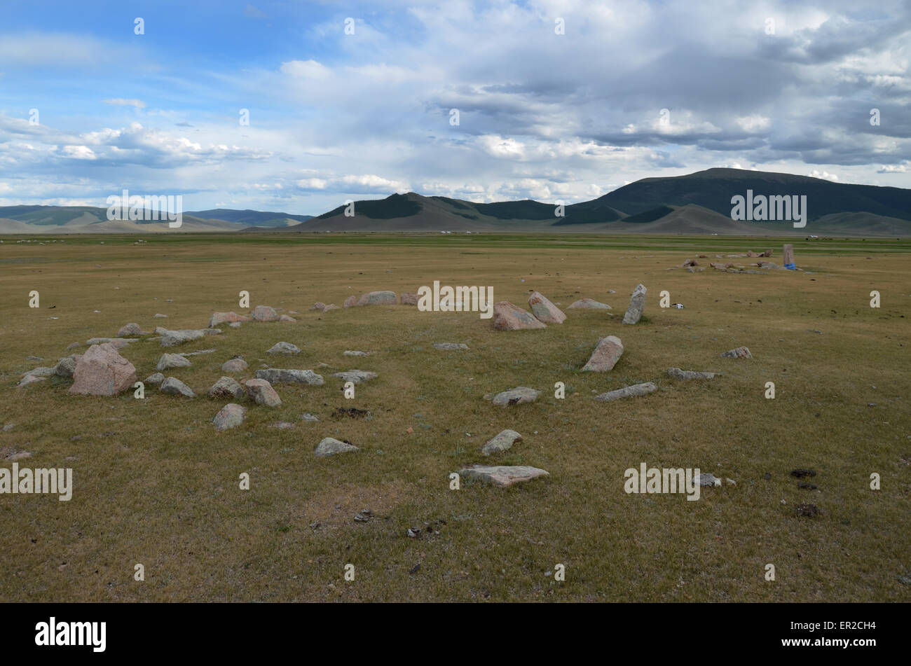 Burial mound in the Arhangay province, Mongolia. Stock Photo