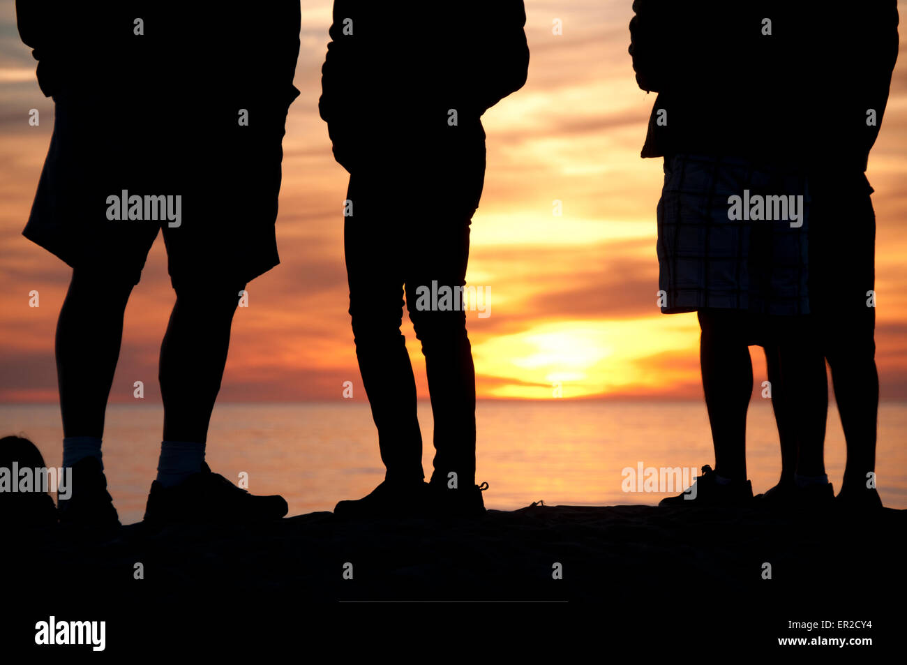 sunset people watching Stock Photo