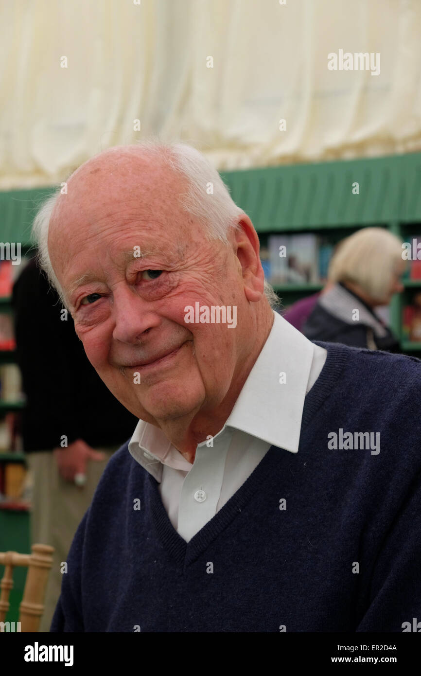 Hay Festival, Powys, Wales, UK. 25th May, 2015.  Professor, social philosopher and author Charles Handy signing copies of his latest book The Second Curve at the Hay Festival. Stock Photo