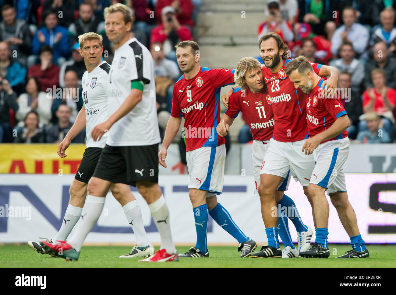 Prague, Czech Republic. 25th May, 2015. From right: Czech soccer