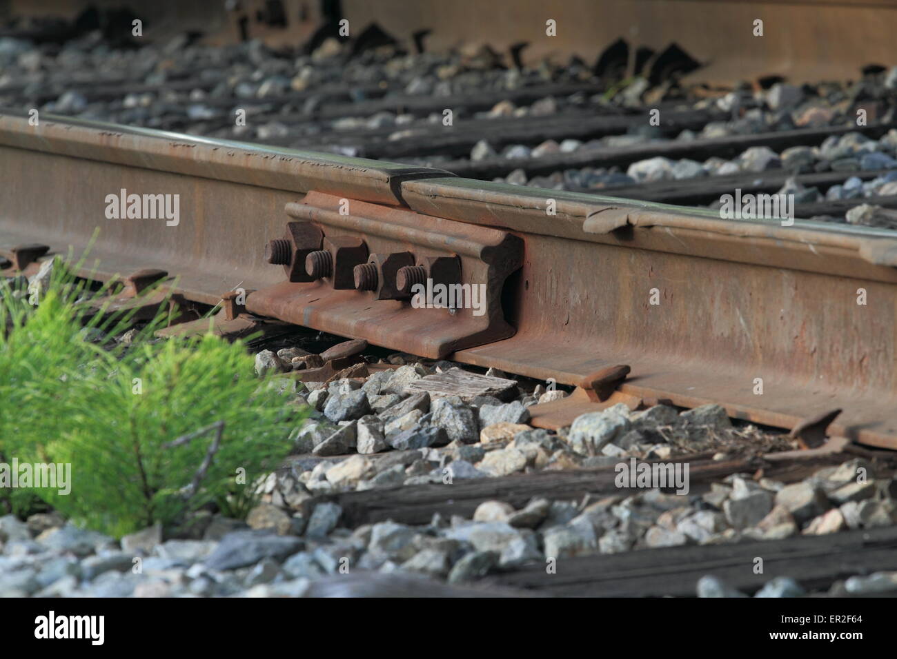 Rusty Rail Way connector. Stock Photo